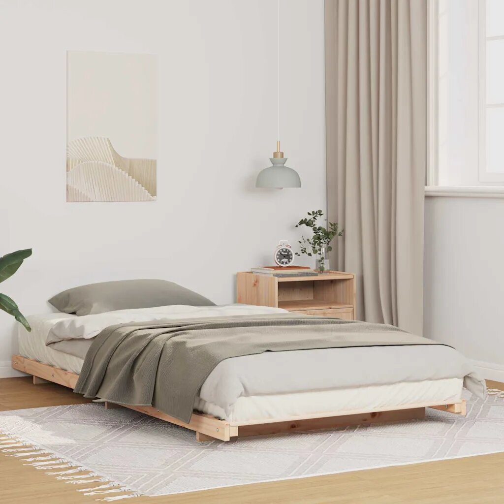 vidaXL Рамка за легло Кафяво 100 x 210 cm Солидно борово дърво