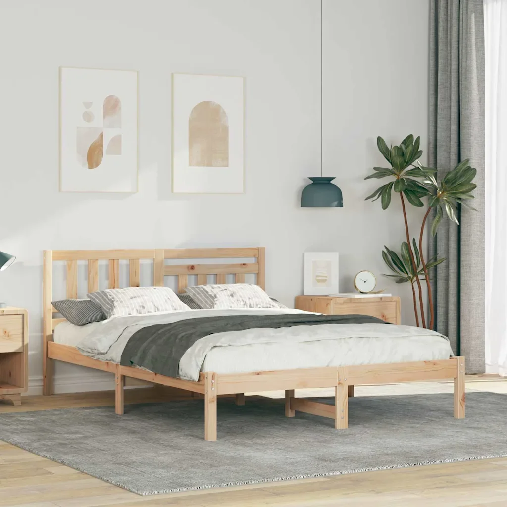 vidaXL Рамка за легло Кафяво 120 x 190 cm Солидно борово дърво