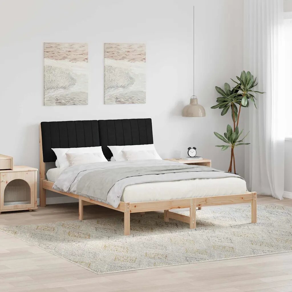 vidaXL Рамка за легло Кафяво 135 x 190 cm Солидно борово дърво