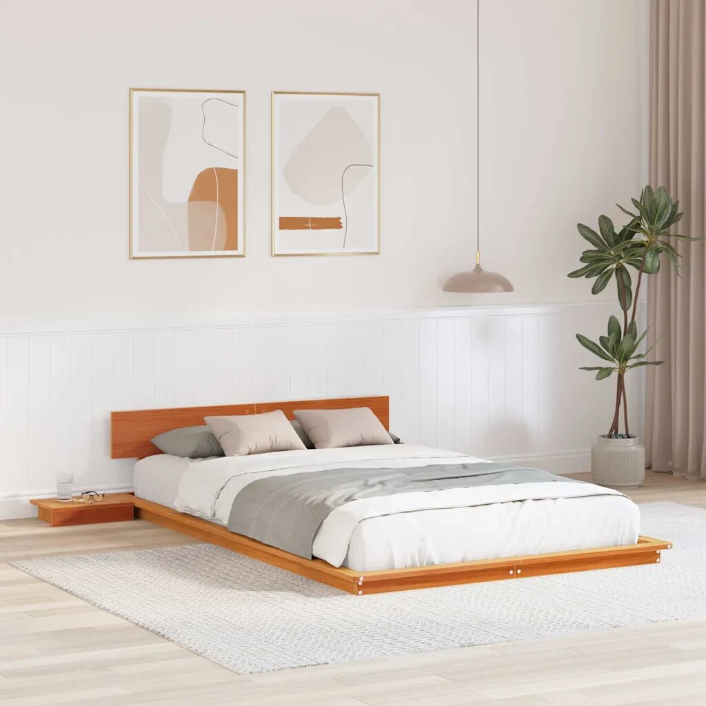 vidaXL Рамка за легло Кафяво 140 x 190 cm Дърво