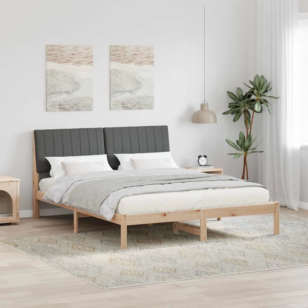 vidaXL Рамка за легло Кафяво 150 x 200 cm Солидно борово дърво
