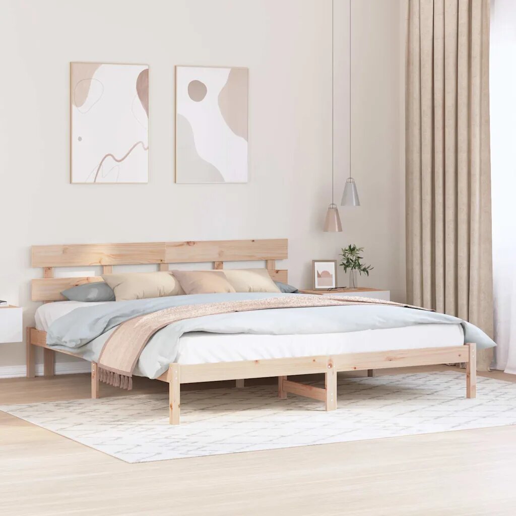 vidaXL Рамка за легло Кафяво 180 x 200 cm Масивна борова дървесина