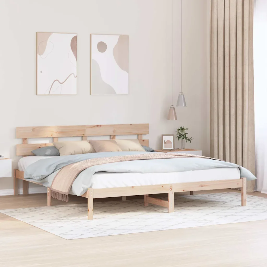 vidaXL Рамка за легло Кафяво 180 x 200 cm Масивна борова дървесина
