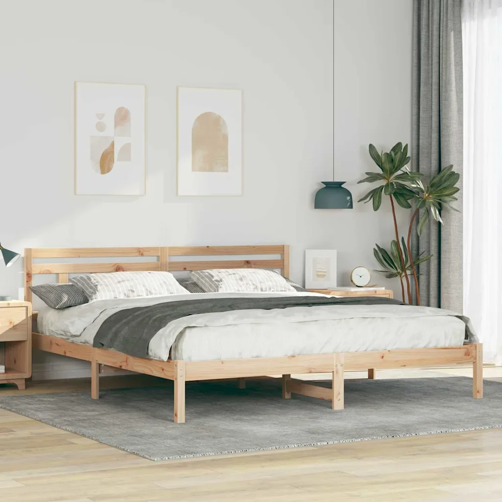 vidaXL Рамка за легло Кафяво 180 x 200 cm Солидно борово дърво