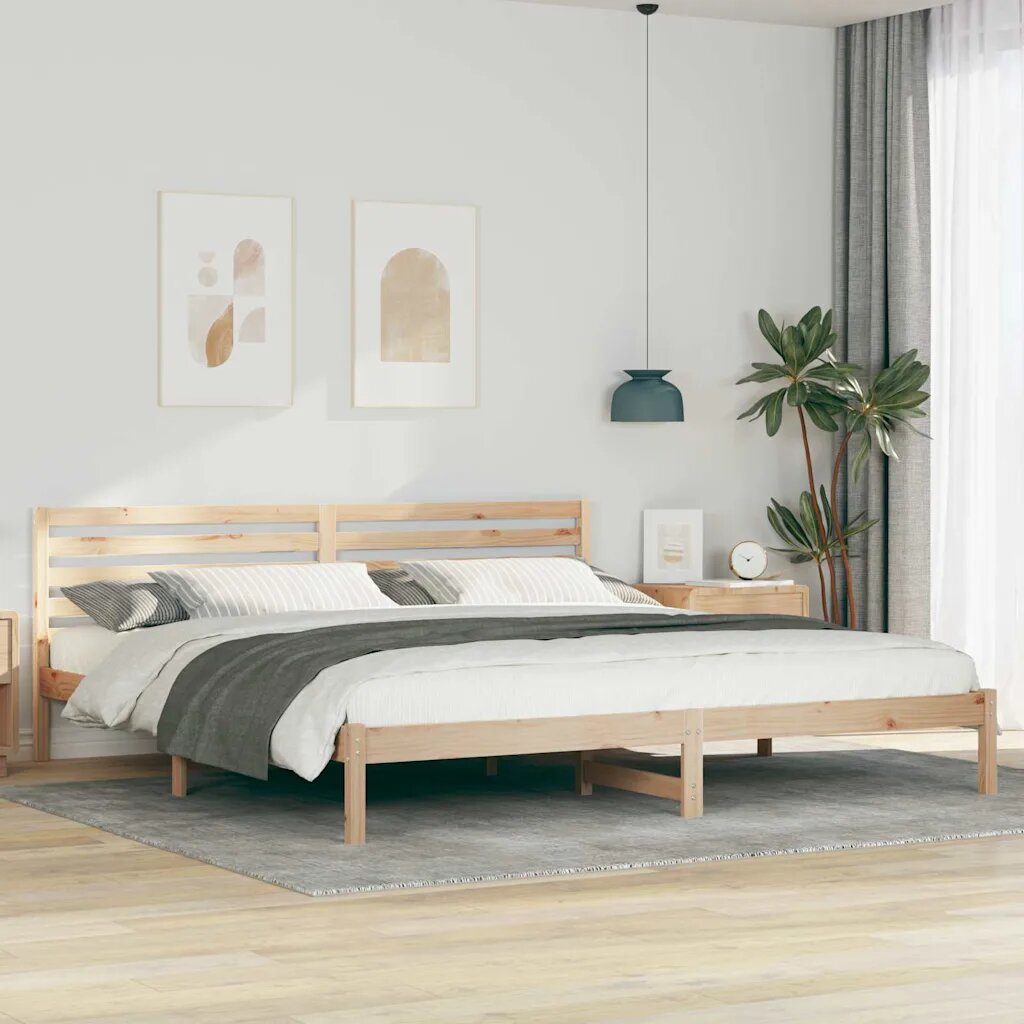 vidaXL Рамка за легло Кафяво 200 x 220 cm Солидно борово дърво