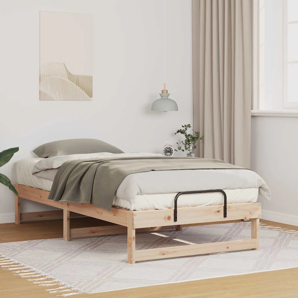 vidaXL Рамка за легло Кафяво 90 x 190 cm Солидно борово дърво
