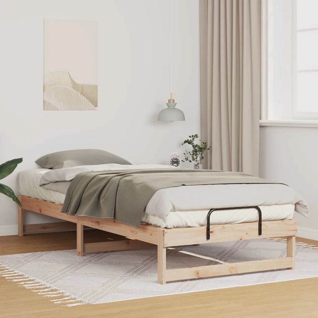 vidaXL Рамка за легло Кафяво 90 x 220 cm Солидно борово дърво