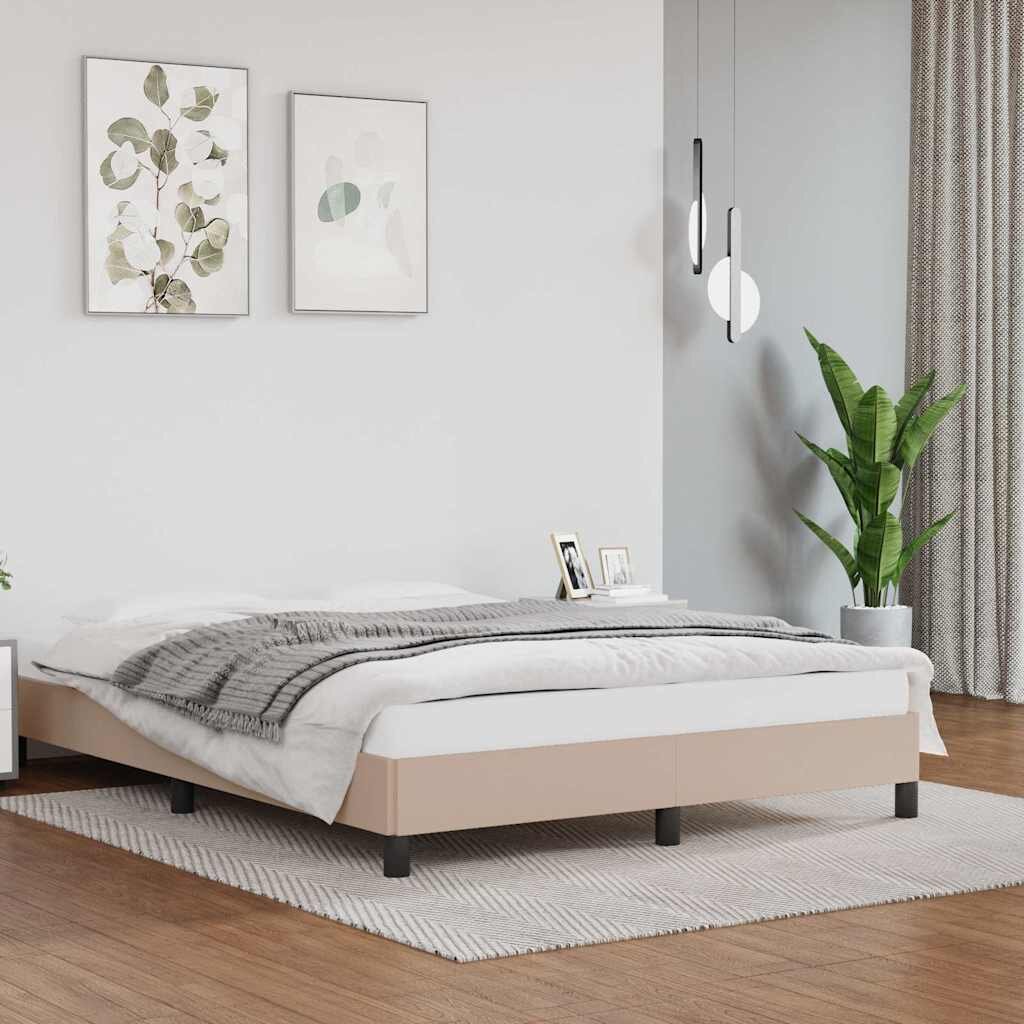 vidaXL Рамка за легло капучино 140x190 см изкуствена кожа