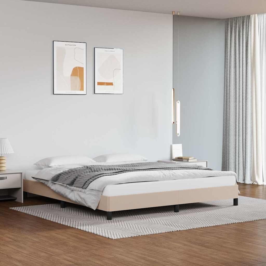 vidaXL Рамка за легло капучино 160x200 см изкуствена кожа