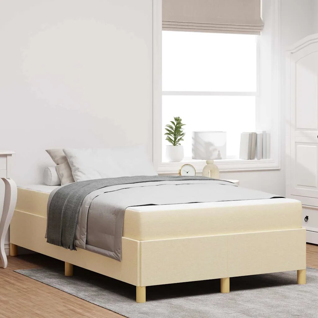 vidaXL Рамка за легло Крем 120 x 190 cm текстил