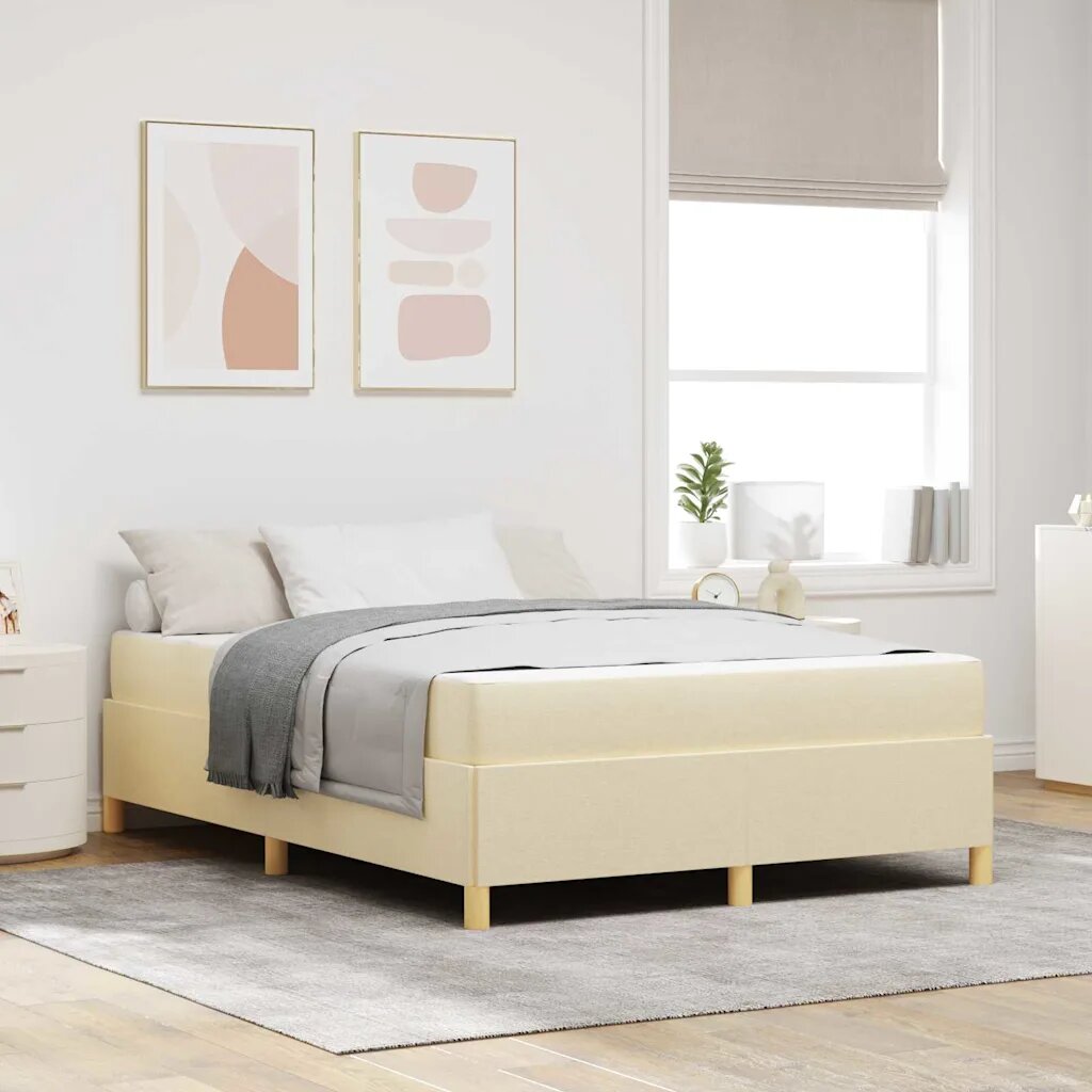 vidaXL Рамка за легло Крем 160 x 200 cm текстил