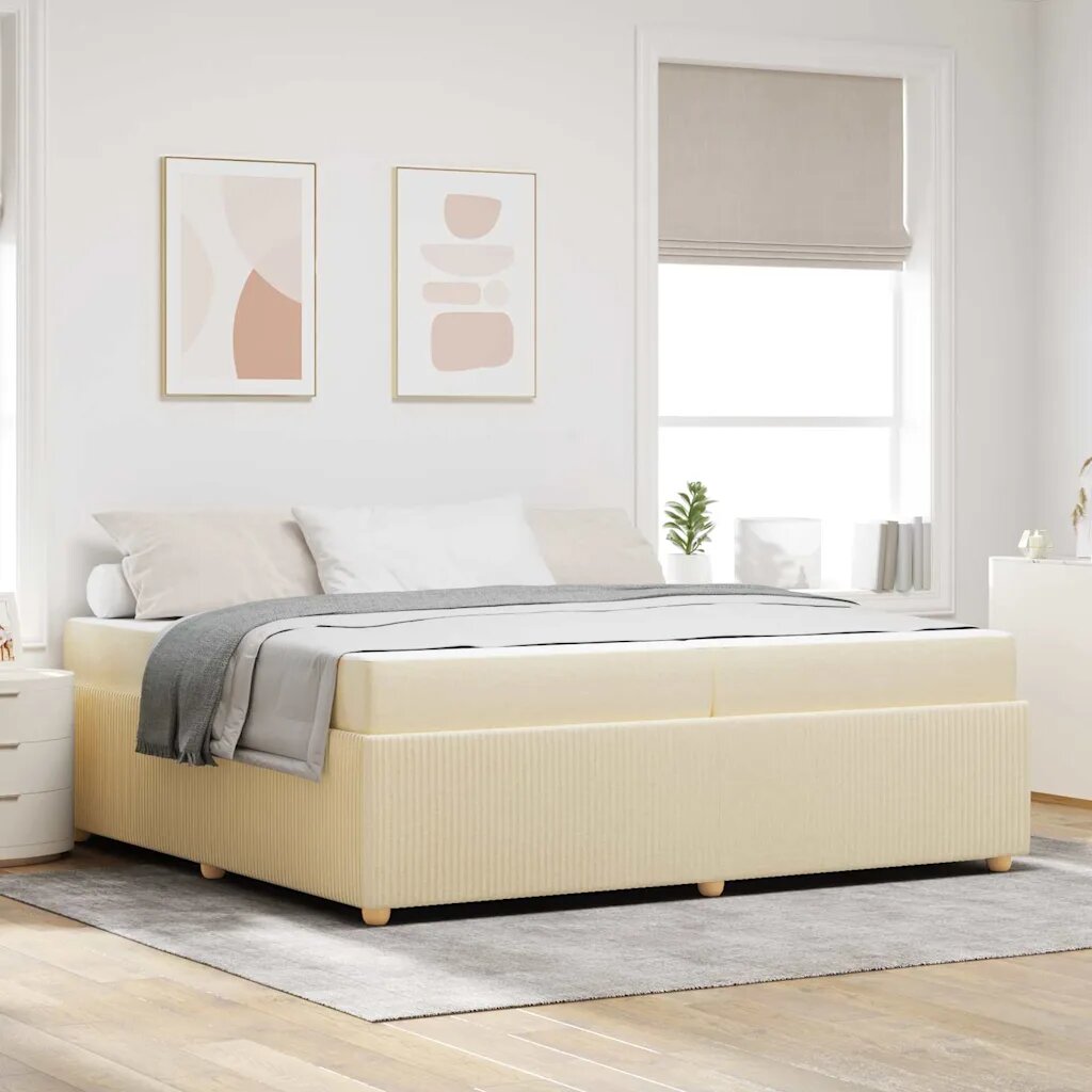 vidaXL Рамка за легло Крем 200 x 200 cm текстил