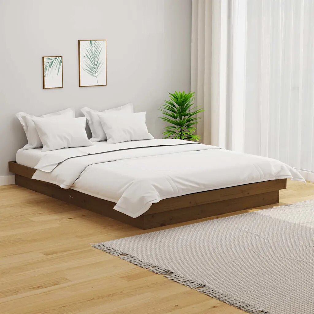 vidaXL Рамка за легло меденокафява дърво 120x190 см Small Double