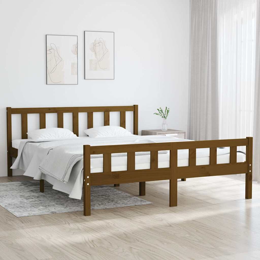 vidaXL Рамка за легло меденокафява дърво 150x200 cм King Size