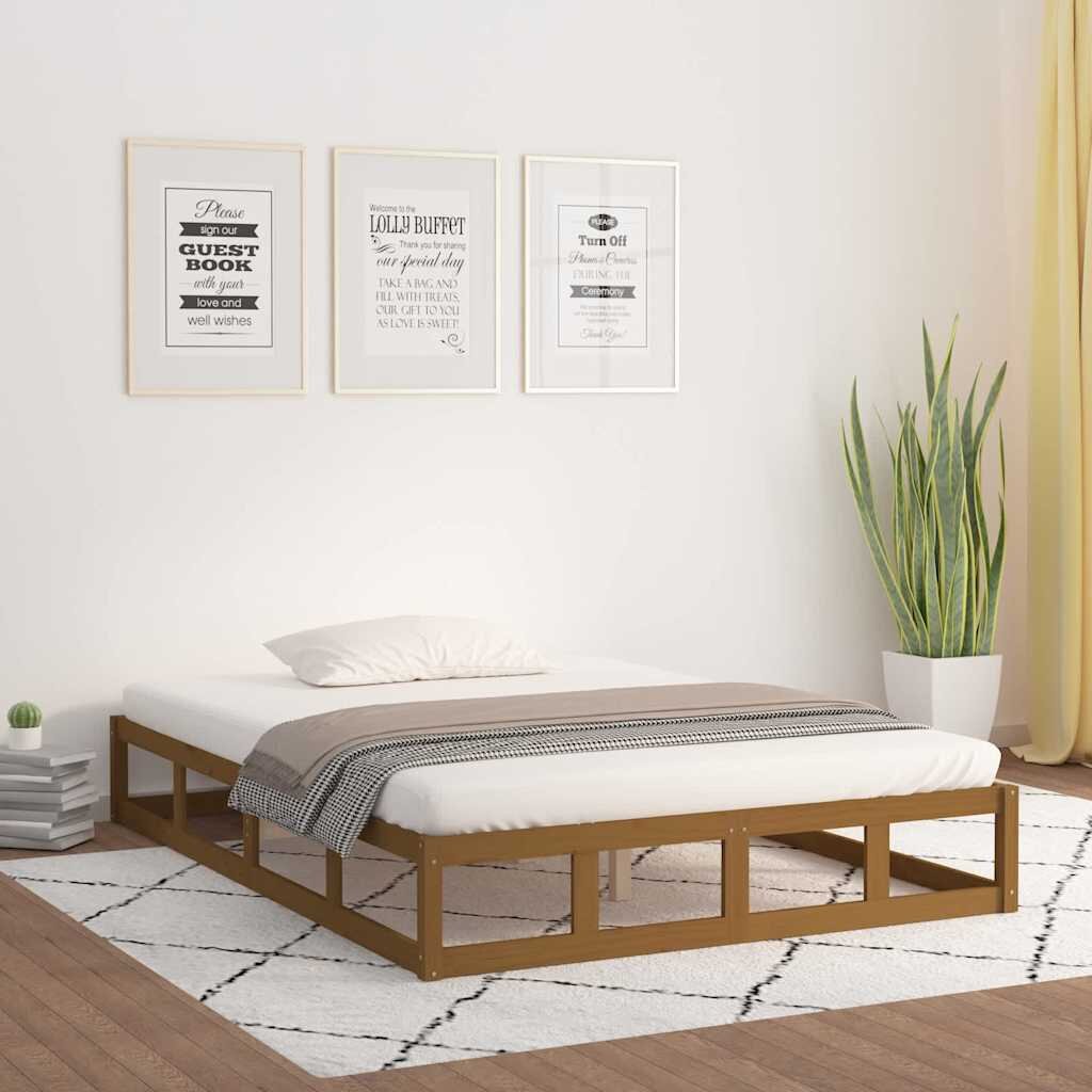 vidaXL Рамка за легло меденокафяво 150x200 cм King Size дърво масив