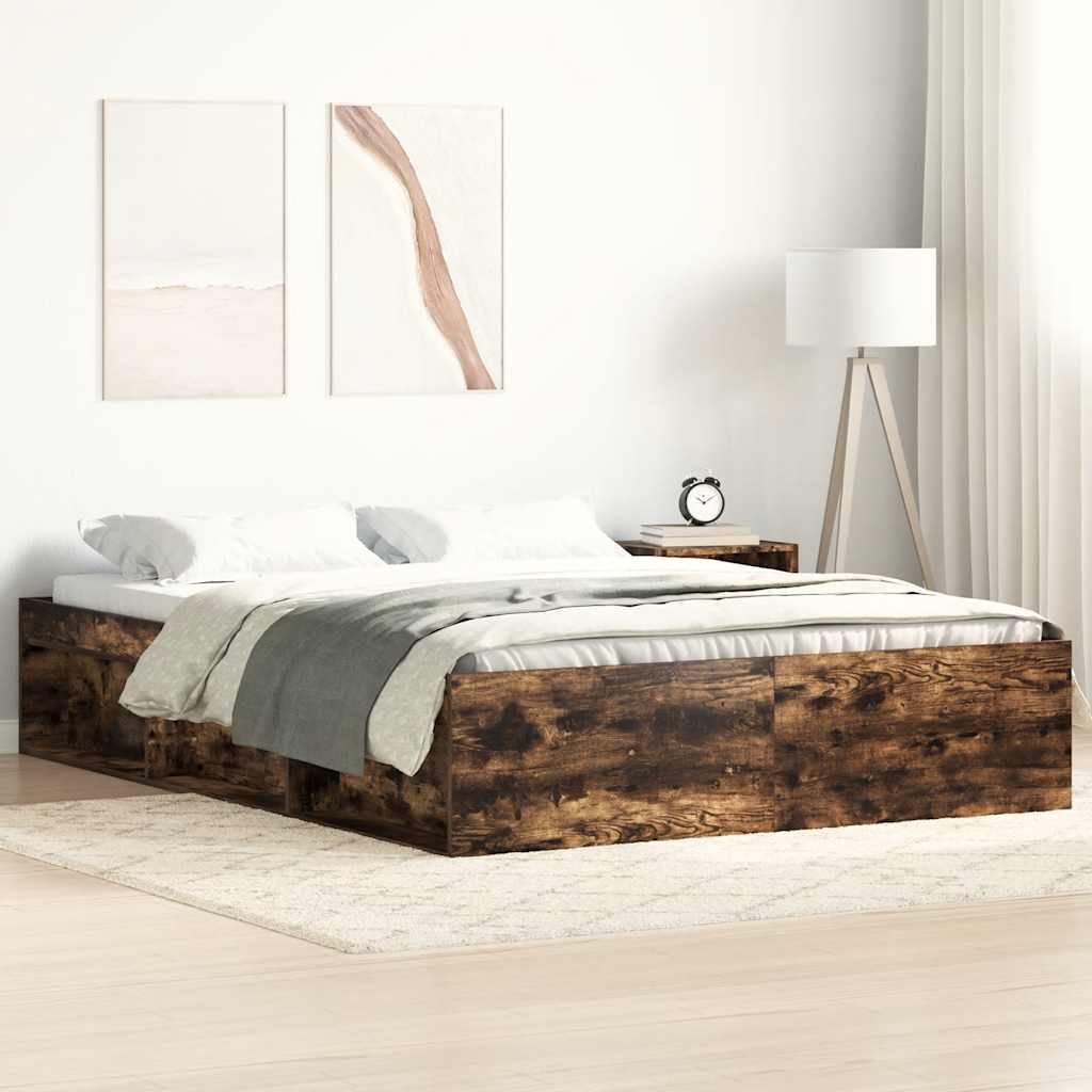 vidaXL Рамка за легло опушен дъб 140x200 см