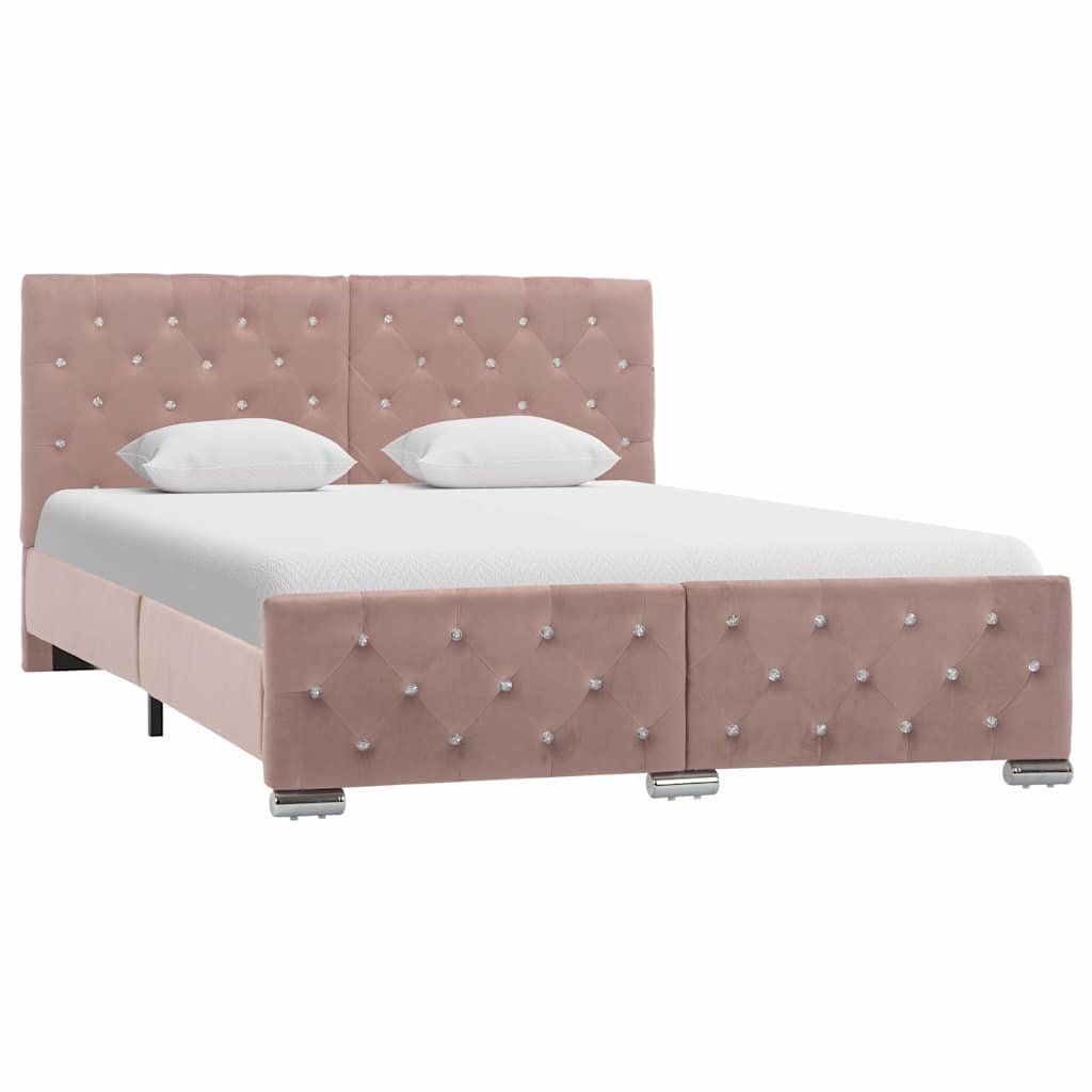 vidaXL Рамка за легло розова кадифе 140x200 см