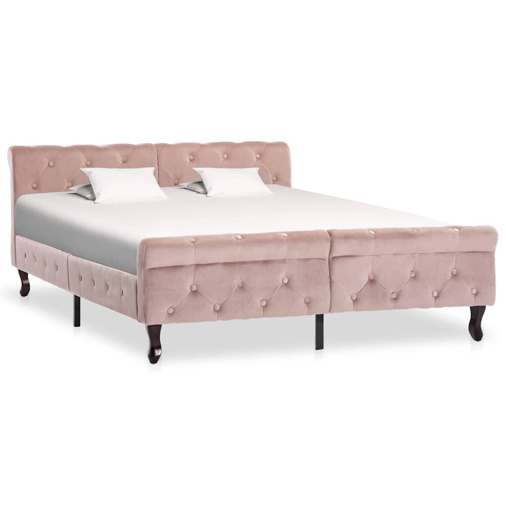 vidaXL Рамка за легло розова кадифе 140x200 см