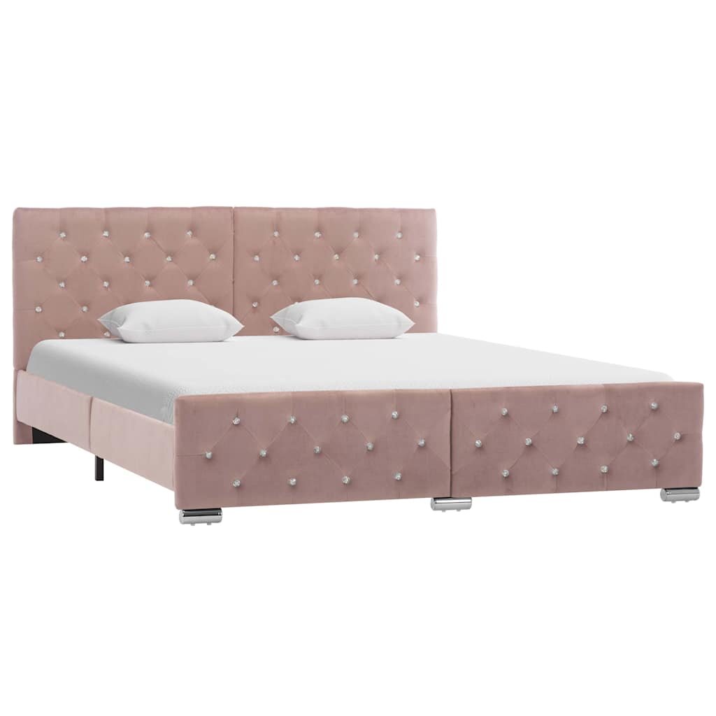 vidaXL Рамка за легло розова кадифе 160x200 см