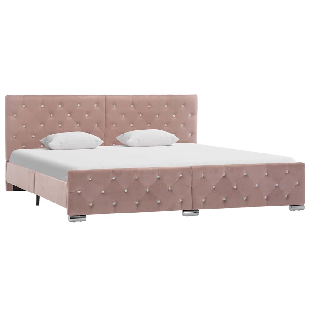 vidaXL Рамка за легло розова кадифе 180x200 см
