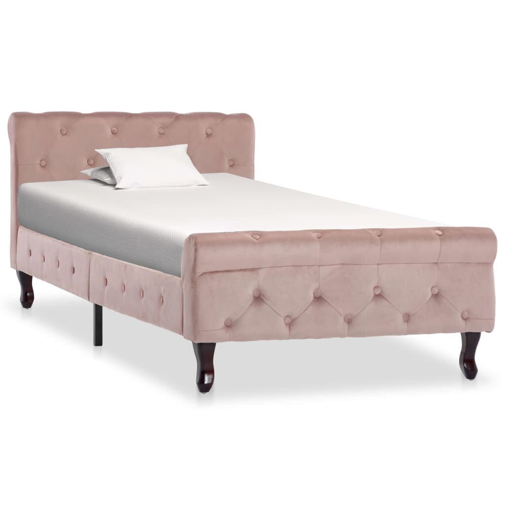 vidaXL Рамка за легло розова кадифе 90x200 см