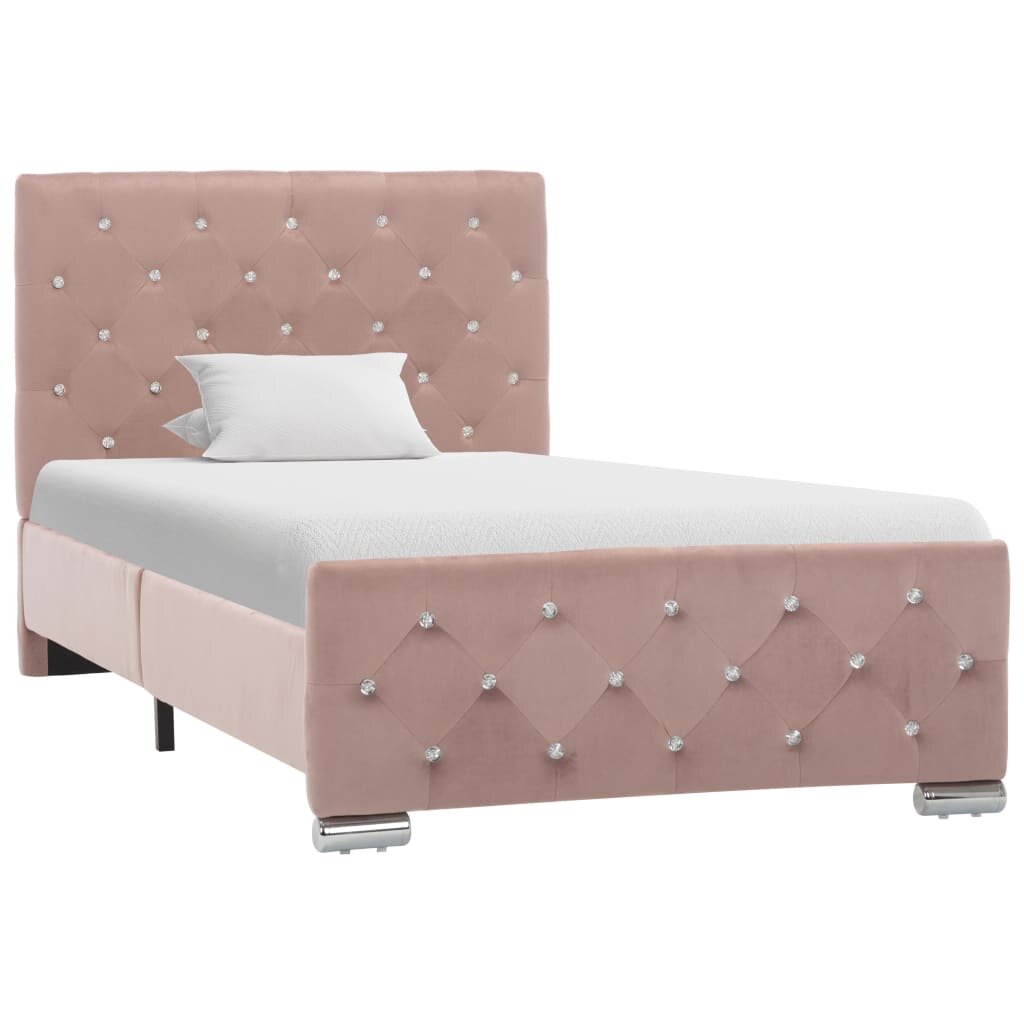 vidaXL Рамка за легло розова кадифе 90x200 см