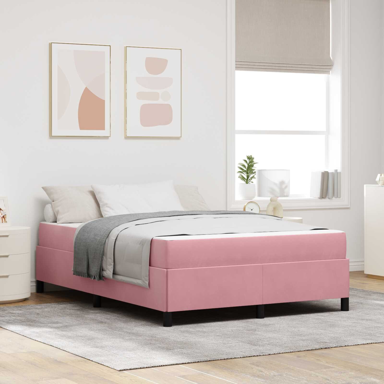 vidaXL Рамка за легло Розово 160 x 200 cm текстил