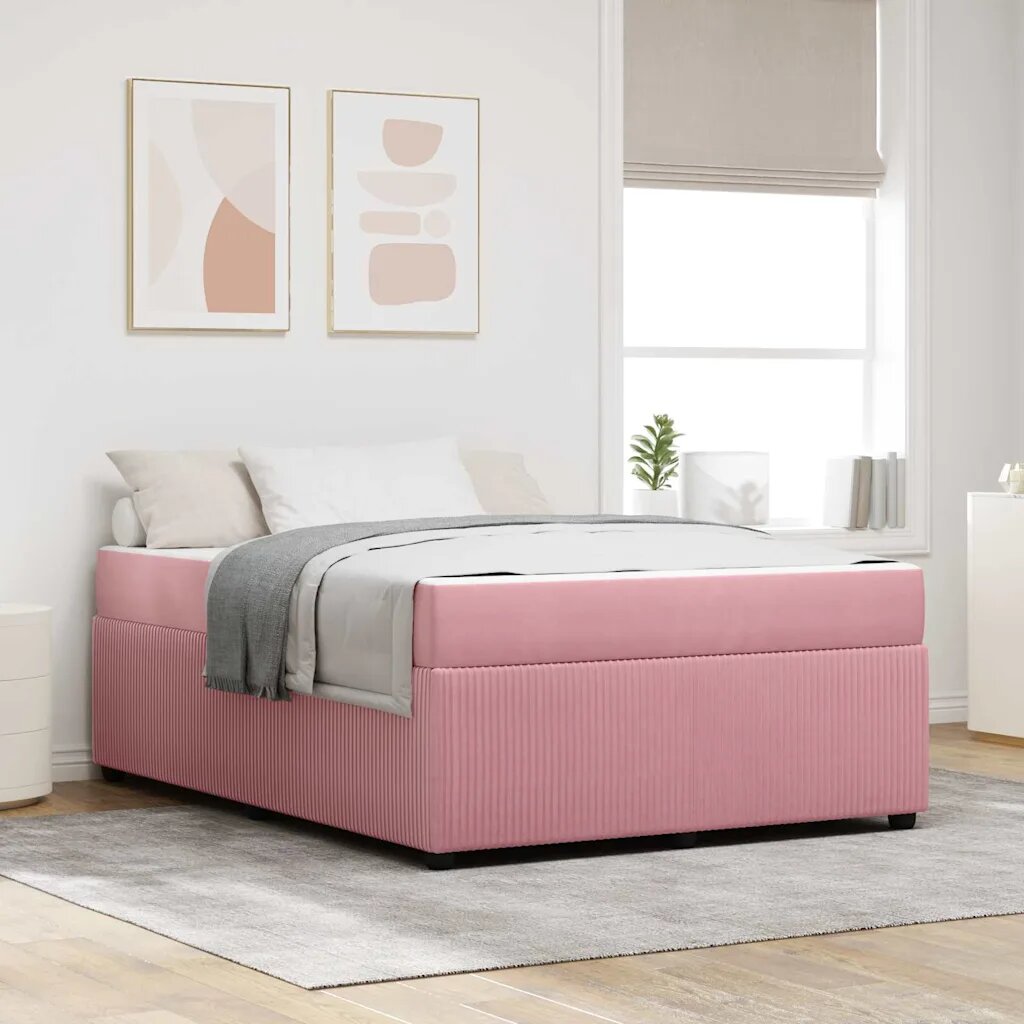 vidaXL Рамка за легло Розово 160 x 200 cm текстил