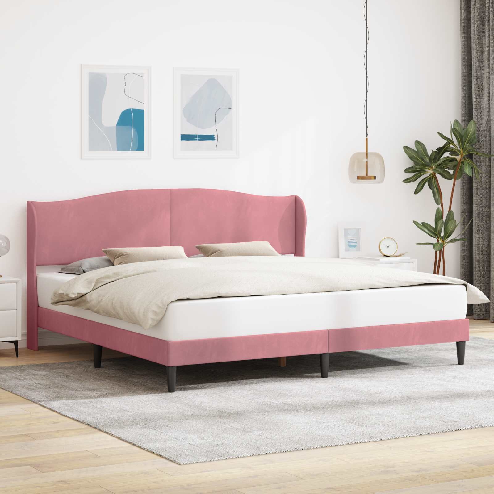 vidaXL Рамка за легло Розово 180 x 200 cm Кадифе