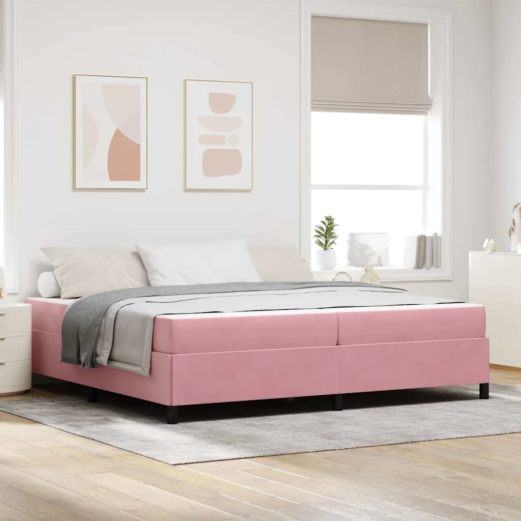 vidaXL Рамка за легло Розово 200 x 200 cm текстил