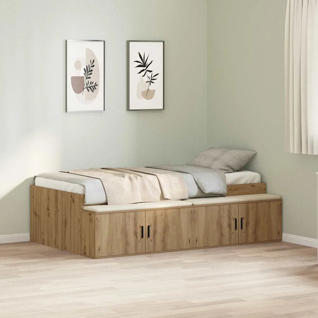vidaXL Рамка за легло с чекмедже Дъб 90 x 190 cm Инженерна дървесина