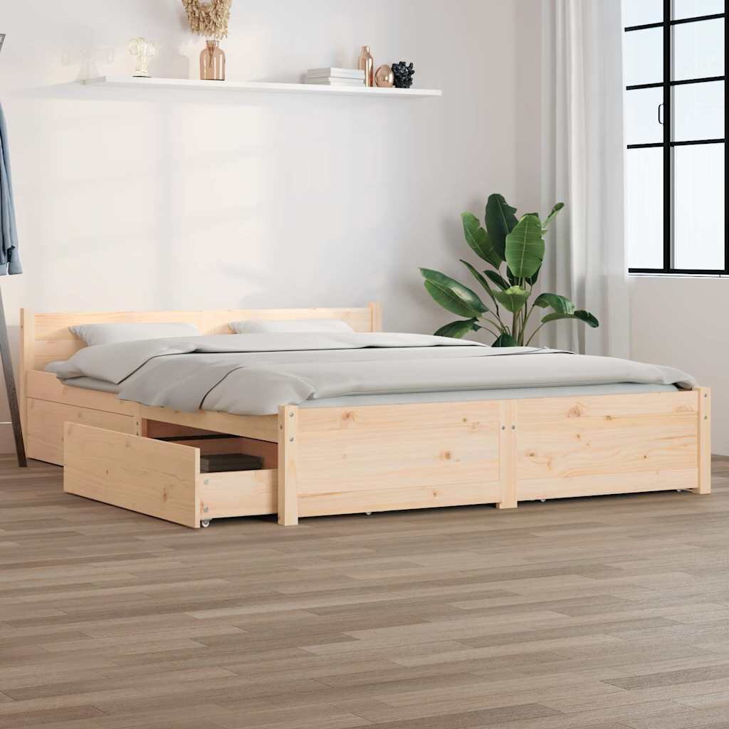 vidaXL Рамка за легло с чекмеджета 135x190 см Double