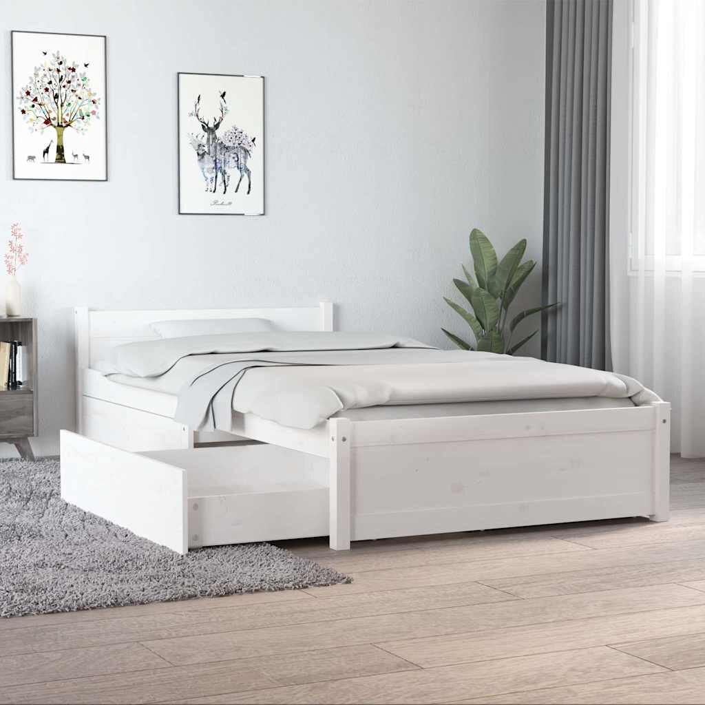 vidaXL Рамка за легло с чекмеджета бяла 90x190 см Single