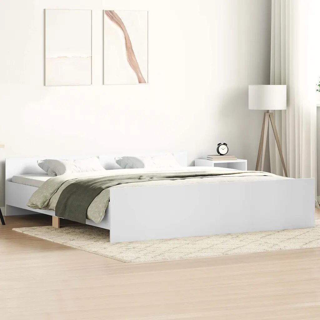vidaXL Рамка за легло с горна и долна табла бяла 160x200 см