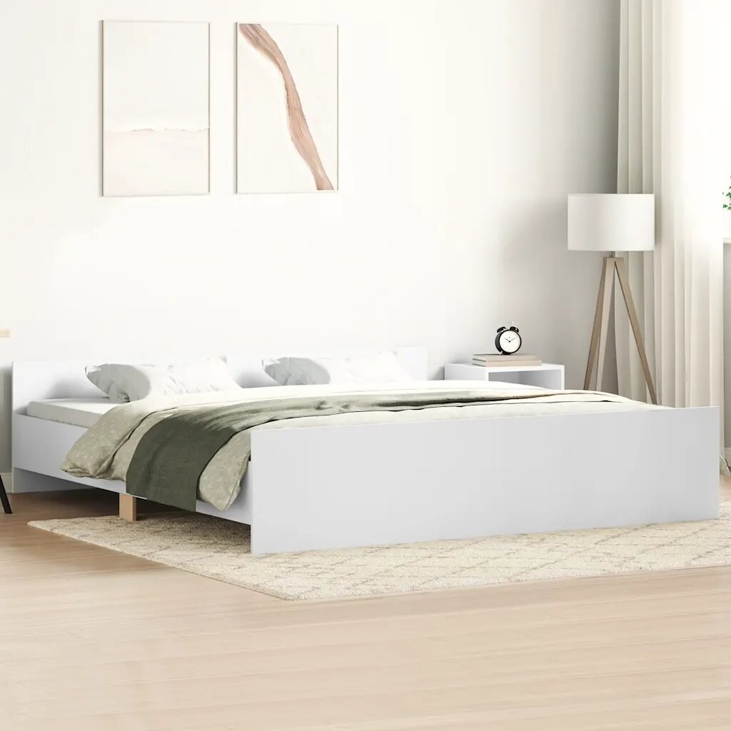 vidaXL Рамка за легло с горна и долна табла бяла 180x200 см