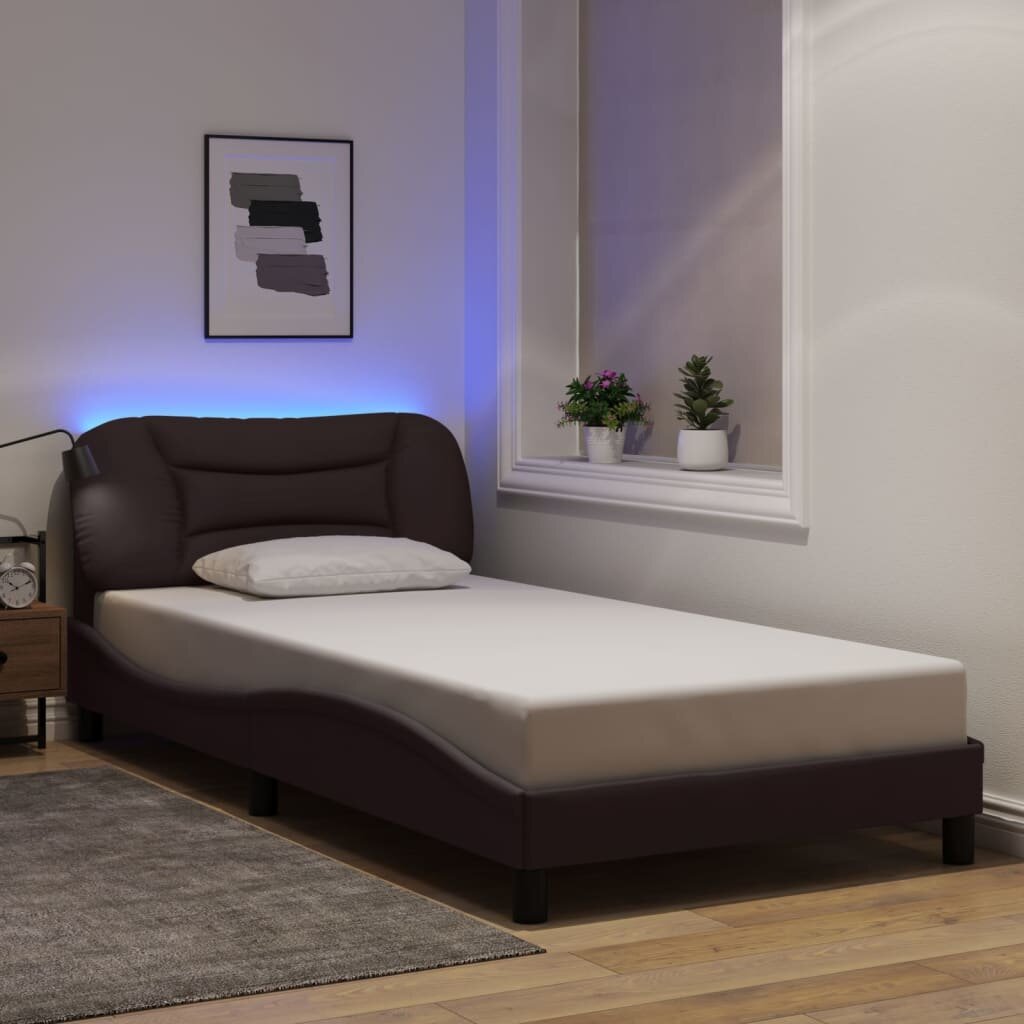 vidaXL Рамка за легло с LED без матрак Hvar 100x200 см плат