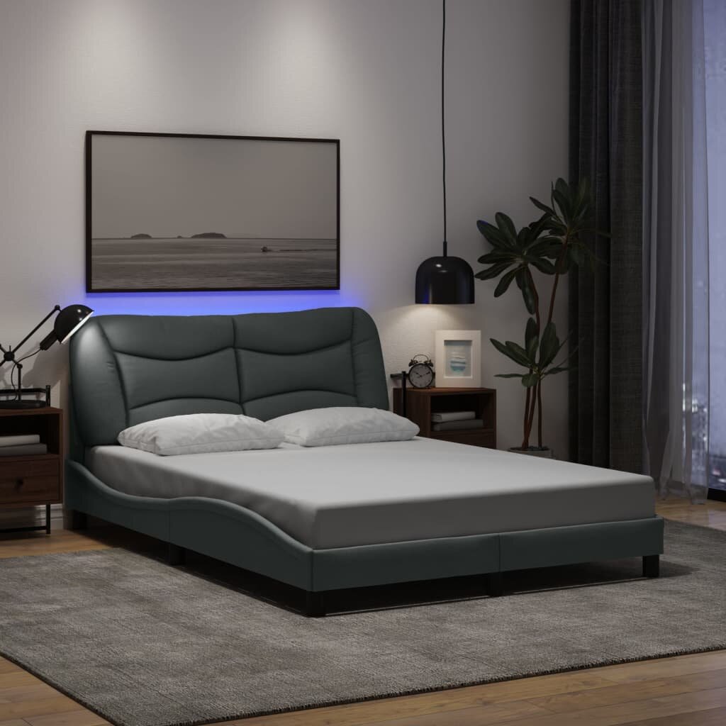 vidaXL Рамка за легло с LED без матрак Hvar 120x200 см плат