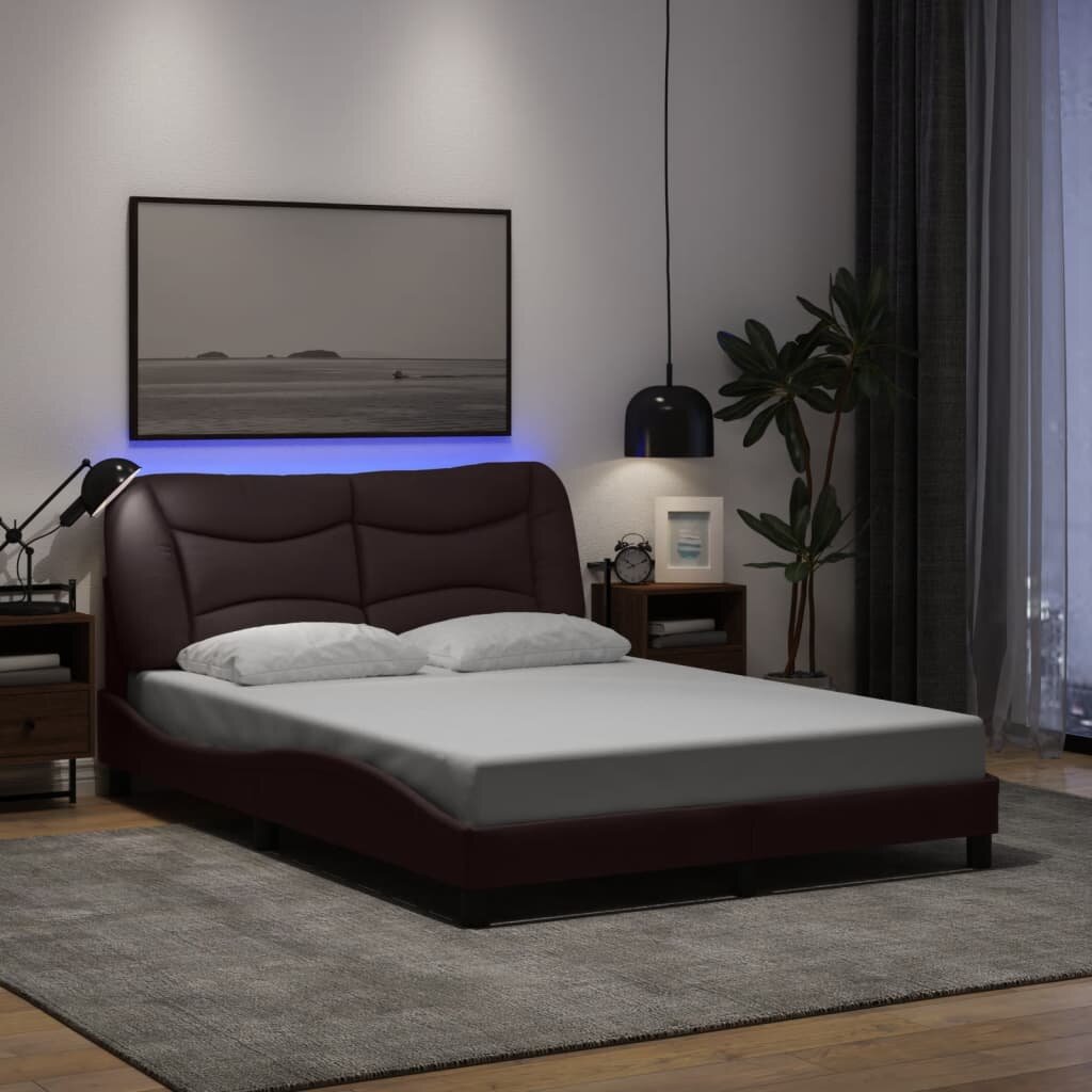 vidaXL Рамка за легло с LED без матрак Hvar 120x200 см плат