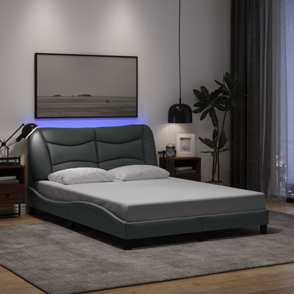 vidaXL Рамка за легло с LED без матрак Hvar 140x190 см плат