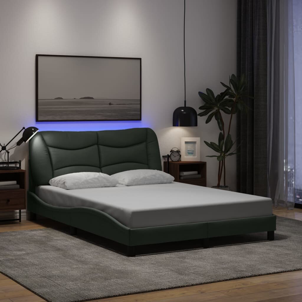 vidaXL Рамка за легло с LED без матрак Hvar 140x200 см плат