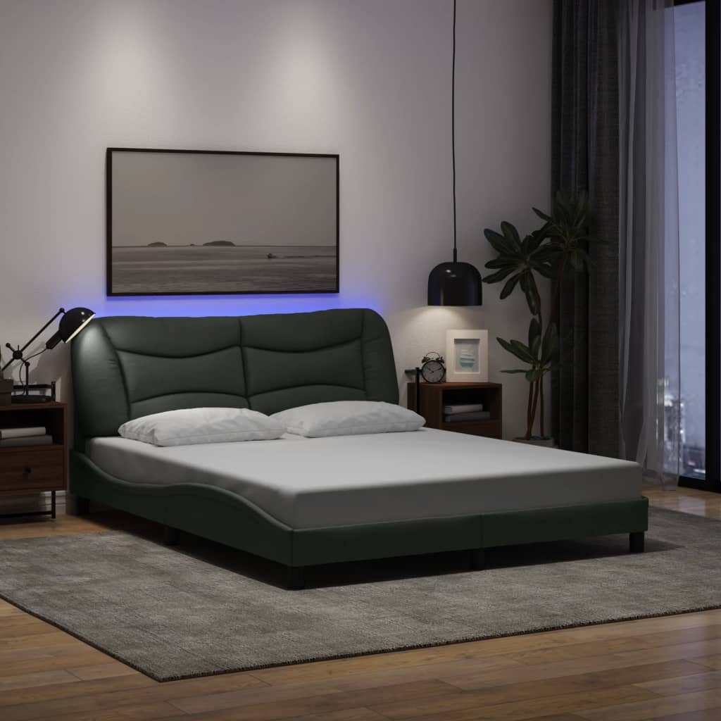 vidaXL Рамка за легло с LED без матрак Hvar 160x200 см плат