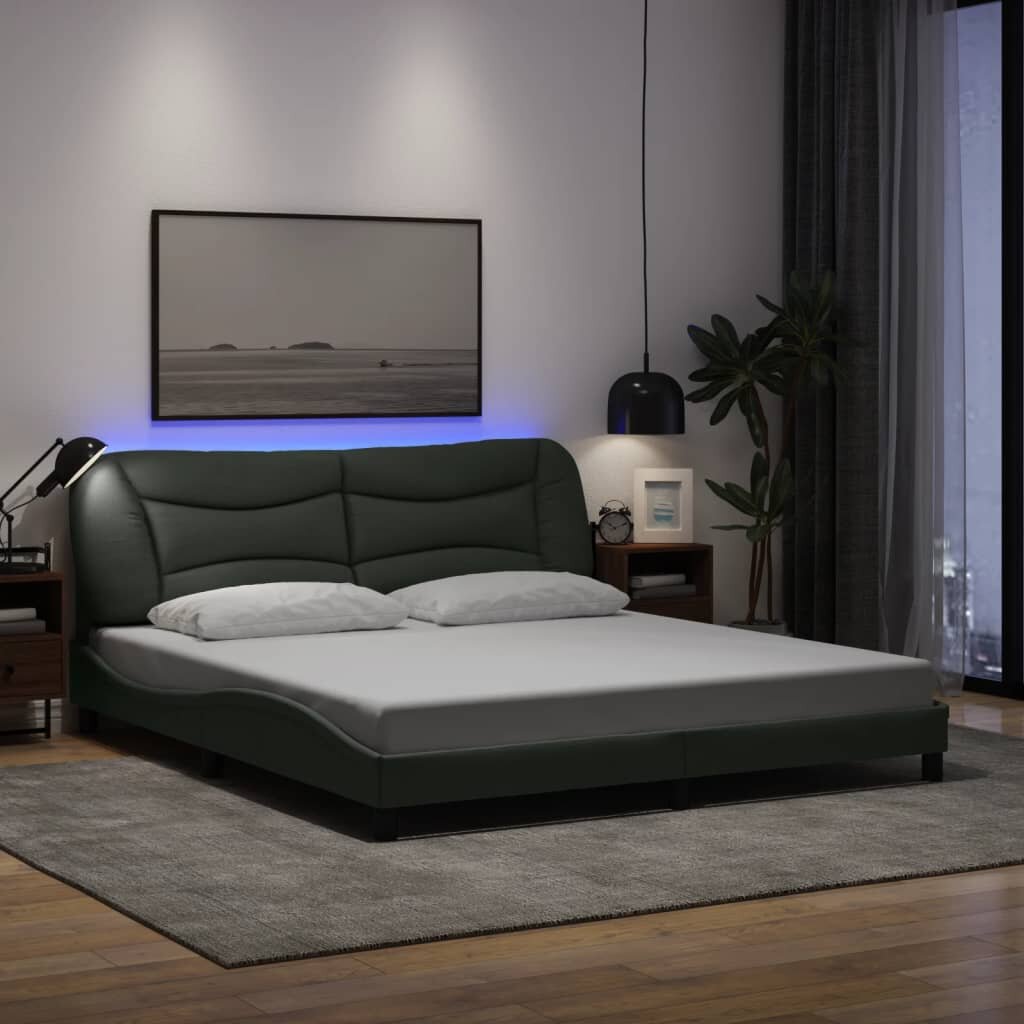 vidaXL Рамка за легло с LED без матрак Hvar 180x200 см плат