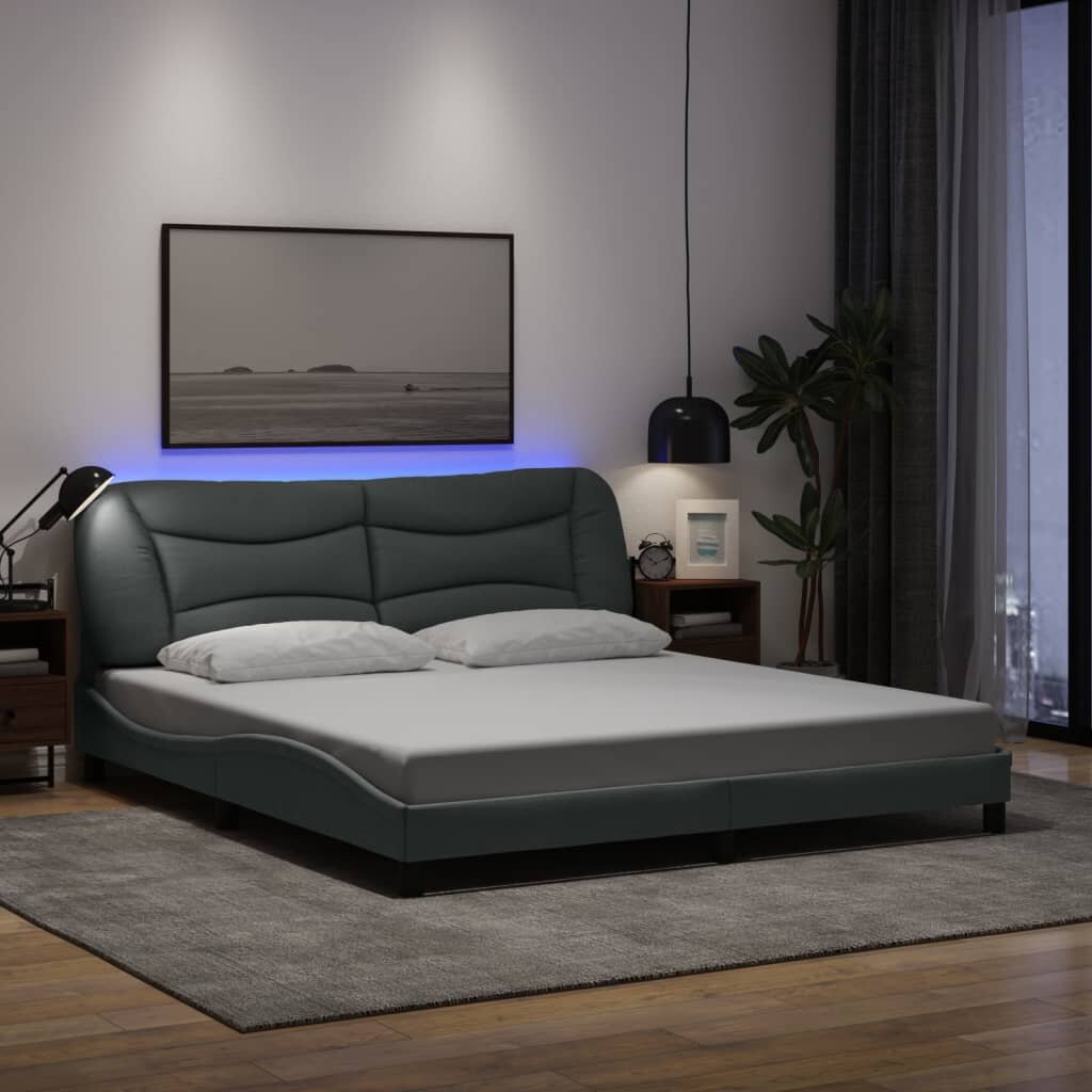 vidaXL Рамка за легло с LED без матрак Hvar 180x200 см плат