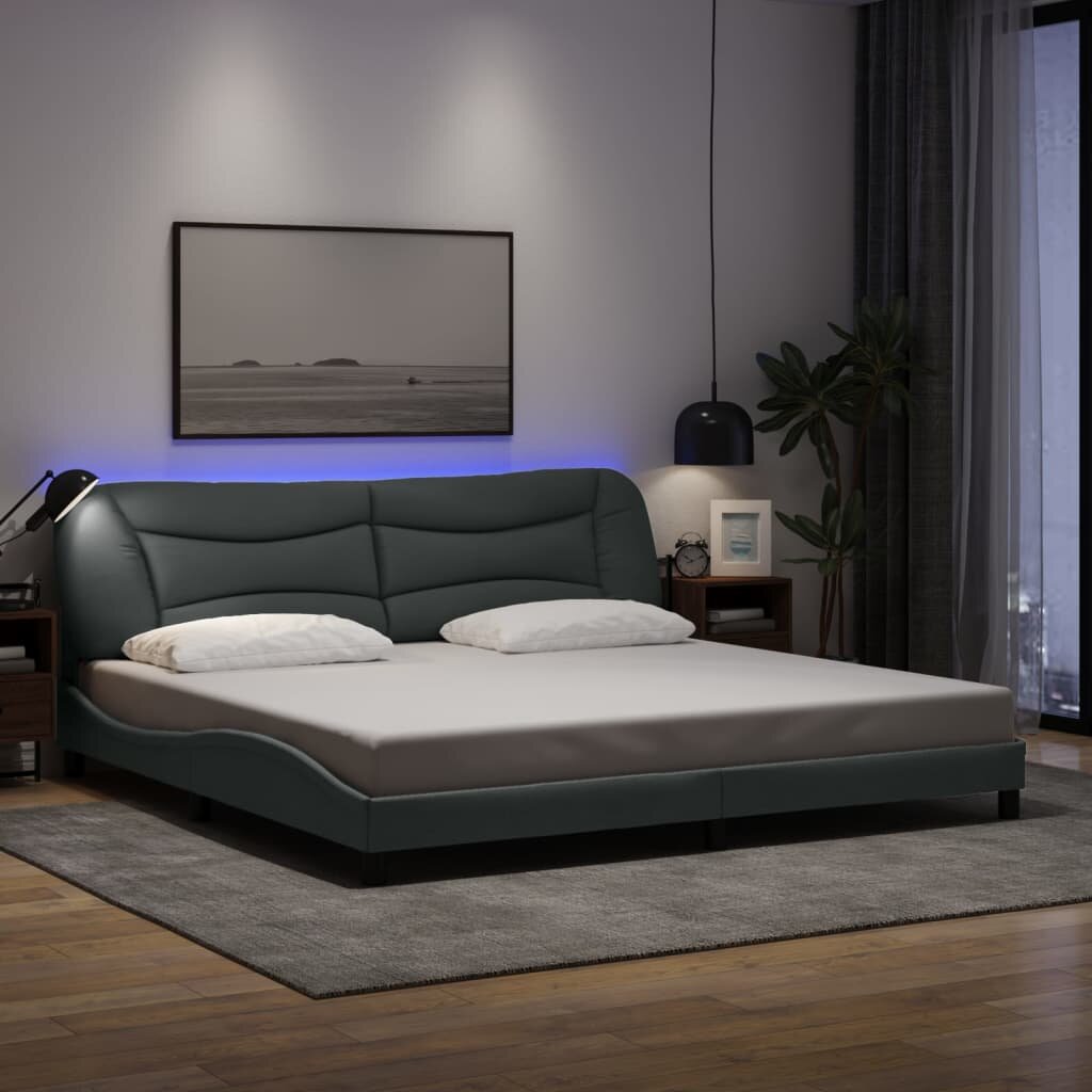 vidaXL Рамка за легло с LED без матрак Hvar 200x200 см плат