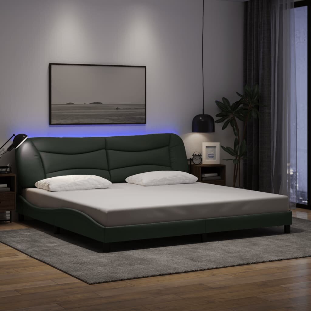 vidaXL Рамка за легло с LED без матрак Hvar 200x200 см плат