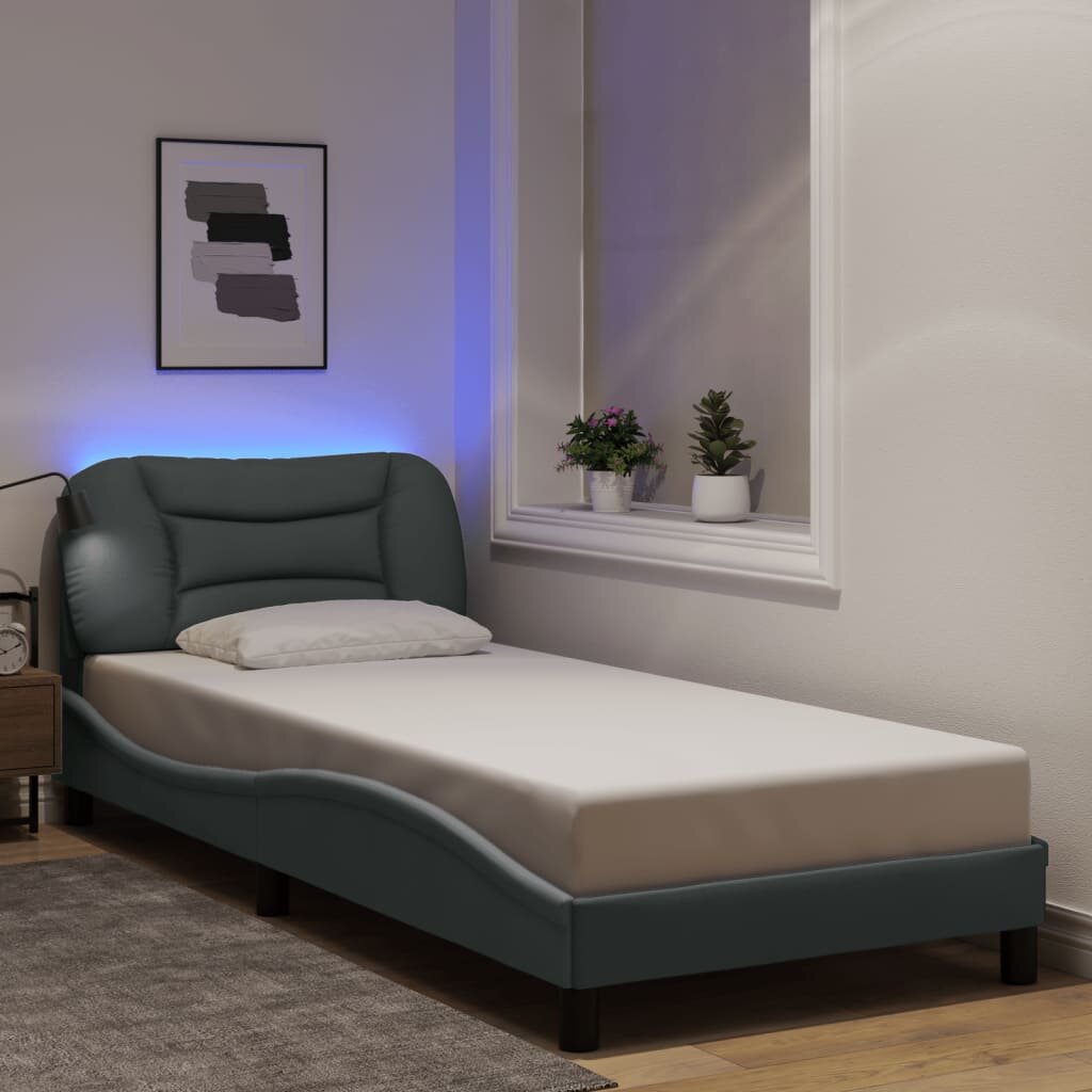 vidaXL Рамка за легло с LED без матрак Hvar 90x190 см плат
