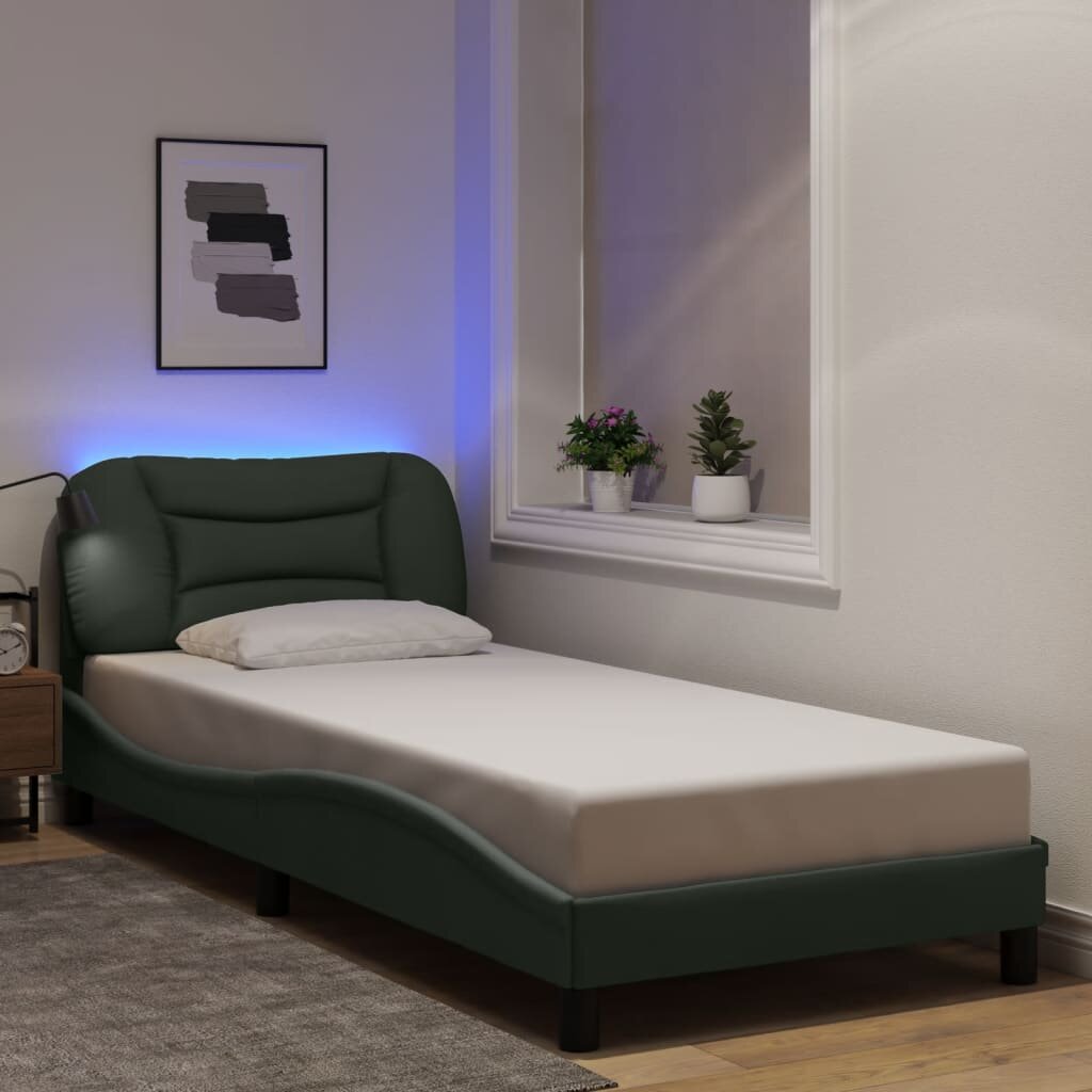 vidaXL Рамка за легло с LED без матрак Hvar 90x200 см плат
