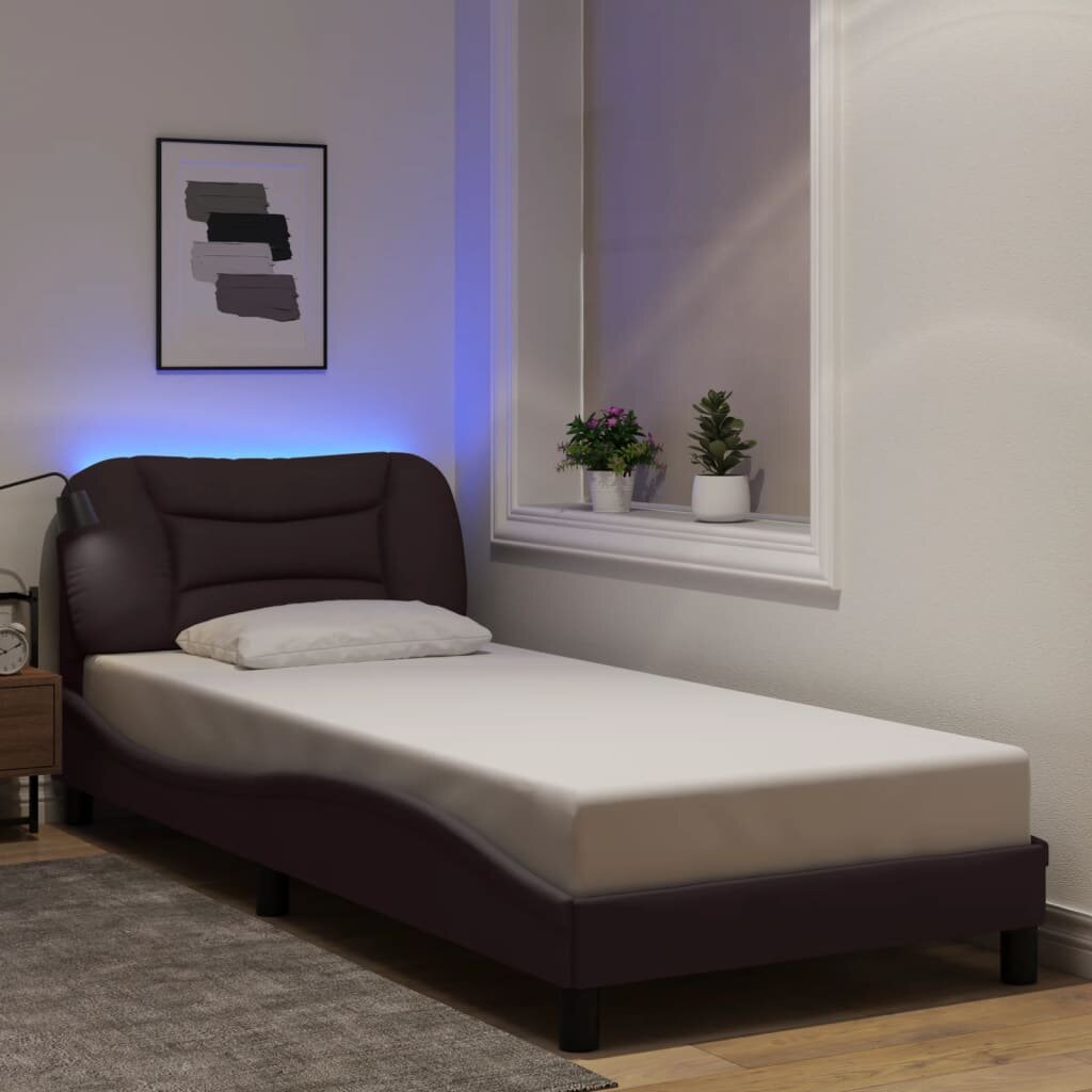 vidaXL Рамка за легло с LED без матрак Hvar 90x200 см плат