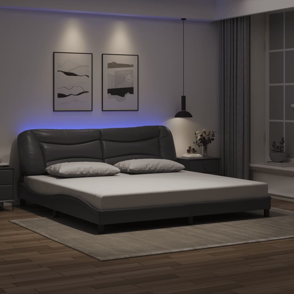 vidaXL Рамка за легло с LED без матрак Hvar сива 200x200 см