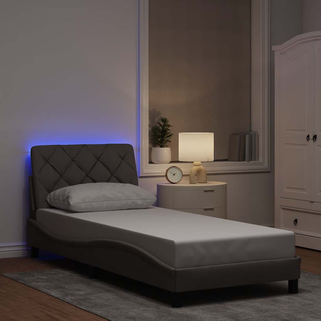 vidaXL Рамка за легло с LED без матрак таупе 80x200 см плат